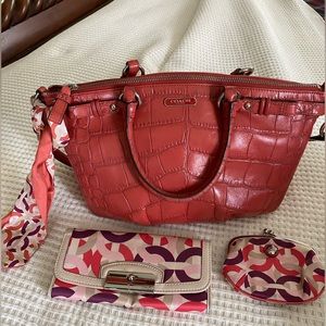 Pink Coach Purse, Wallet, & Coin